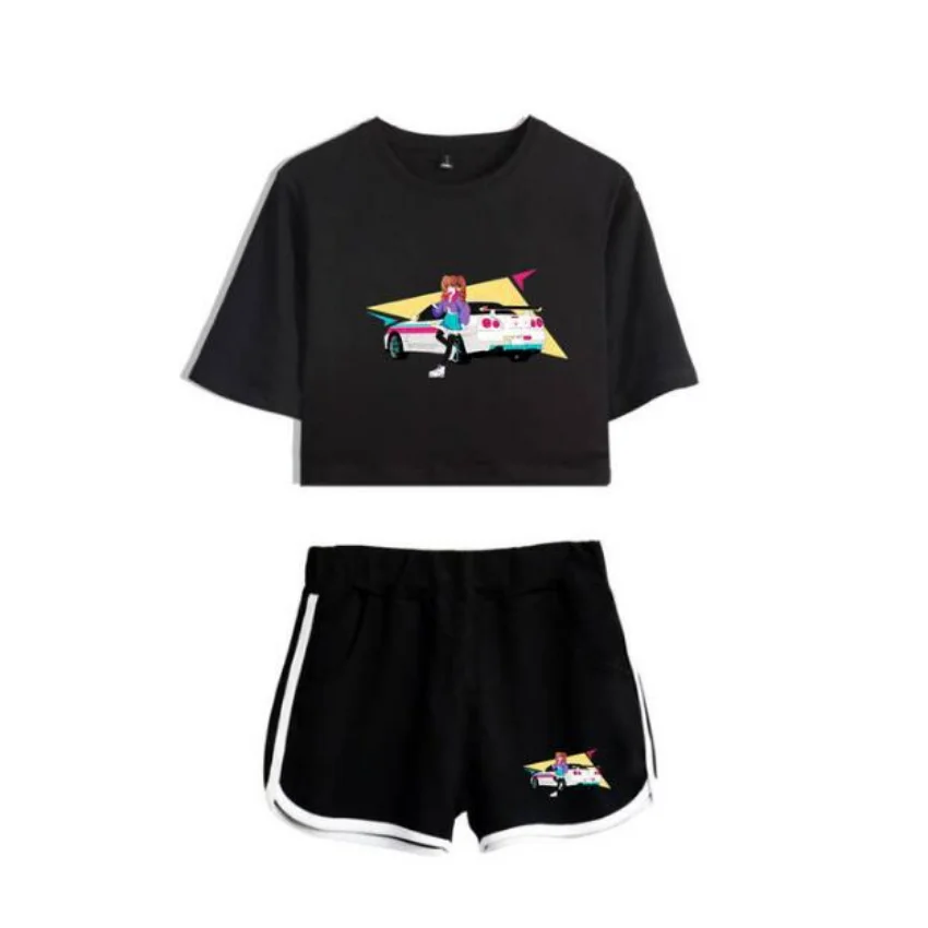 Summer Women's Sets SssniperWolf Synthwave Merch Short Sleeve Crop Top + Shorts Sweat Suits Women Tracksuits Two Piece Outfits