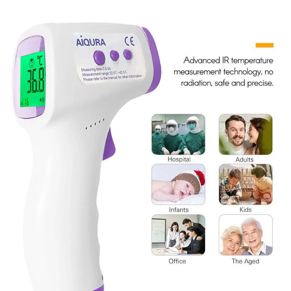 Digital Infrared Forehead Thermometer Room Non-Contact Temperature Gun For Kids