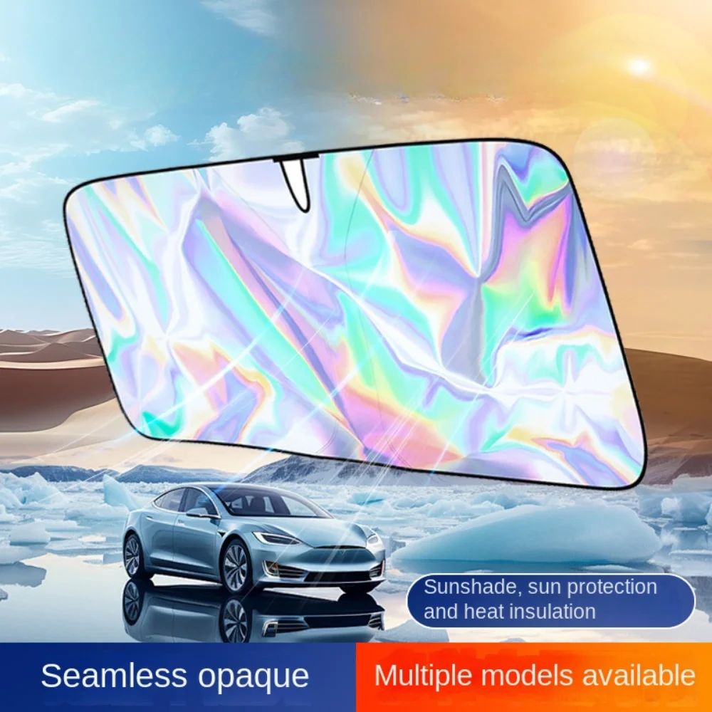 2024 New V-shaped Split Car Sunshade Thickened Titanium Silver Opaque Sunshade Summer Front Windshield Sunscreen Curtain