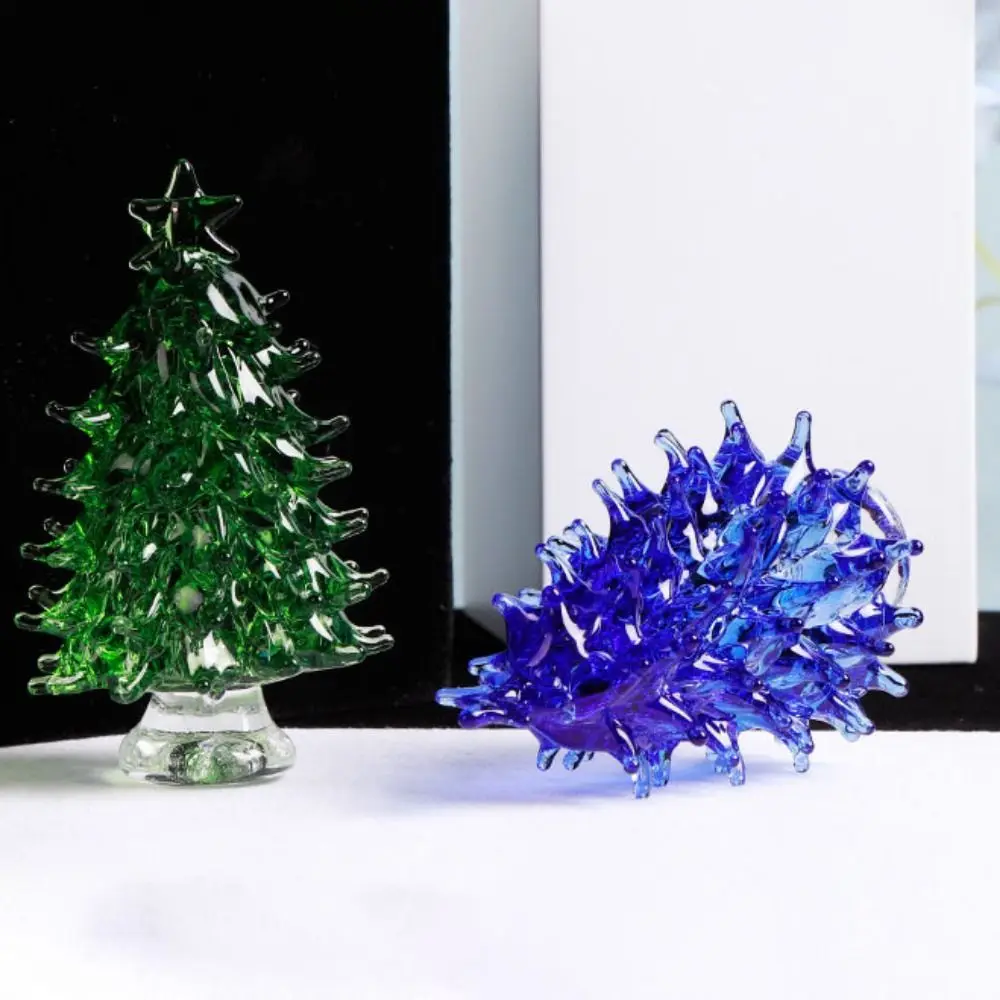 3D Kerstboom Kristal Boom Miniatuur Beeldjes Handgemaakte Glazen Presse-papier Standbeeld Collectible Creatieve Kamer Woondecoratie