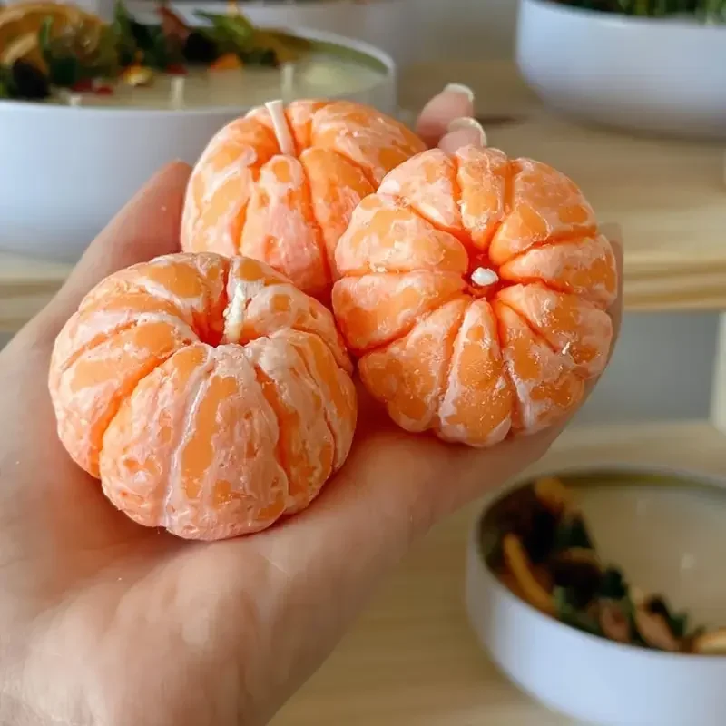 Orange Candle Mold Non Toxic Easy Release Candle Making Mold DIY Crafts Birthday Halloween Thanksgiving Christmas Decoration