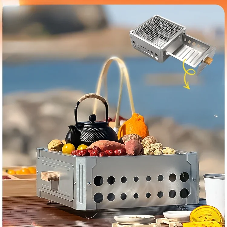 

Grill Tea BBQ Furnace Set Camping Household Charcoal Fire Portable BBQ Grill Outdoor Equipment