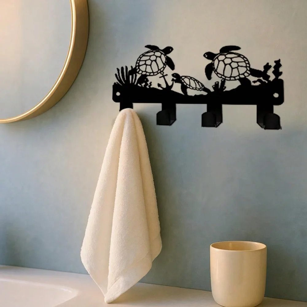 Metall-Schildkröten-Schlüsselhalter mit individuellem Namen – platzsparende Wandmontage für den Eingangsbereich, Deko für Halloween & den täglichen Gebrauch, moderne Kunst mit Schlüsselhaken