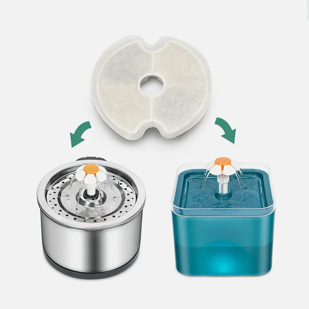 

2 Sets Circular Filters for Pet Water Fountain Dispenser White Cat Dog Household Softens Hard Water Removes Impurities
