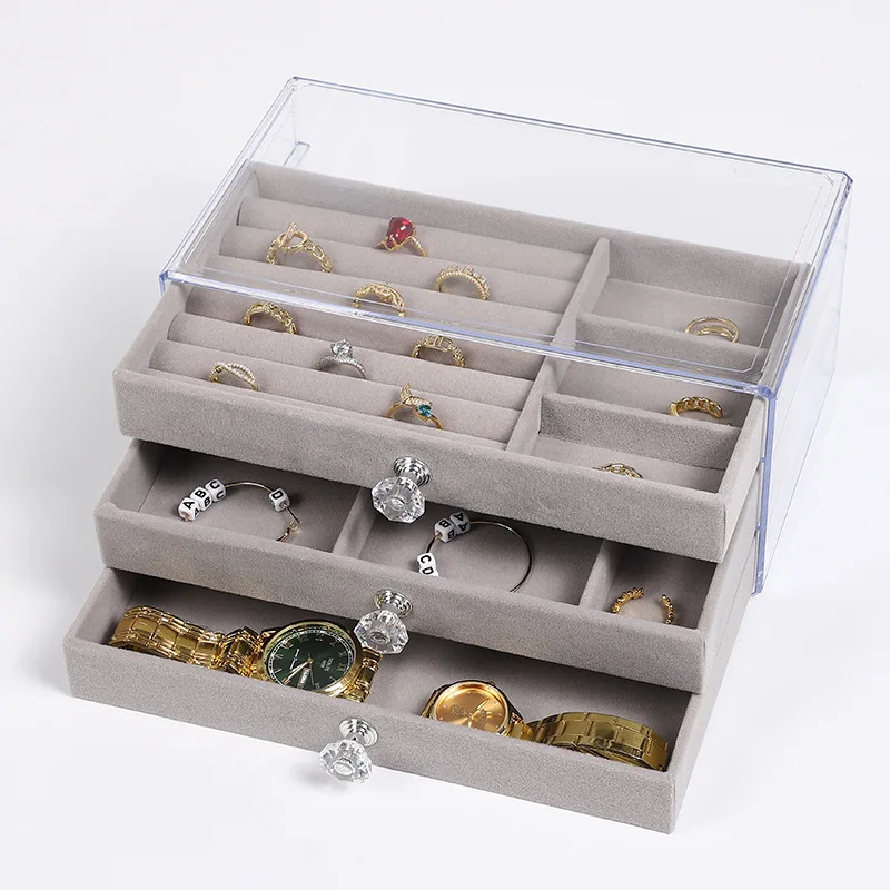 

Three layers Plastic Jewelry Box Jewelry Storage Box Jewelry Display Ring Earrings Necklace Acrylic Organizer jewlery holder