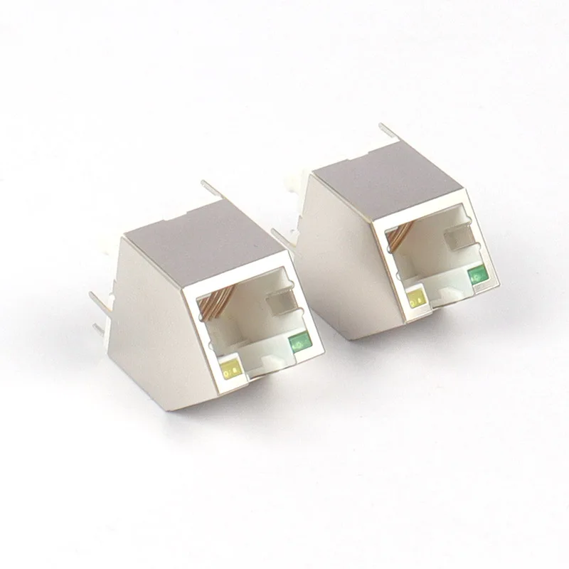 8P8C โมดูลาร์แจ็ค 45 องศาขั้วต่อ RJ45 โลหะป้องกันด้วย LED เพิ่มประสิทธิภาพการเชื่อมต่อเครือข่าย