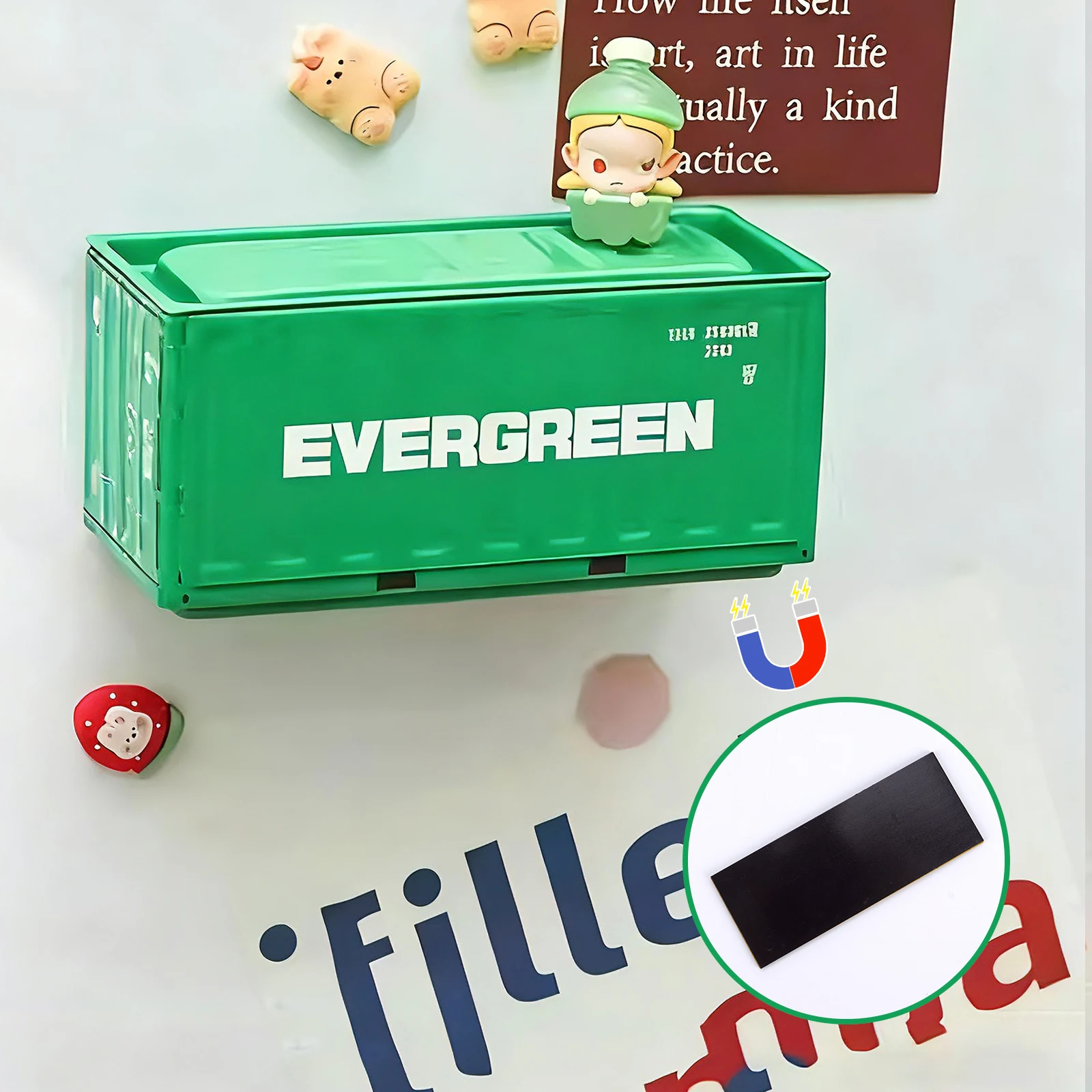 نموذج حاوية صغيرة مغناطيسية إبداعية مع ملصق ثلاجة تخزين مصغر صندوق حديد مغناطيس الثلاجة ديكور إبداعي