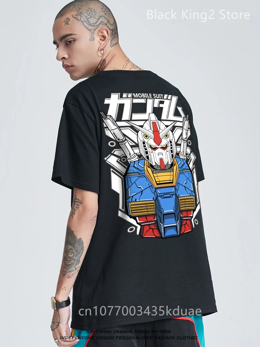 Gundam Graphic T-Shirt Summer Men\'s Women\'s Trend Brand Cartoon Cotton Crew Neck Short Sleeve T-Shirt Casual Loose Men Clothing