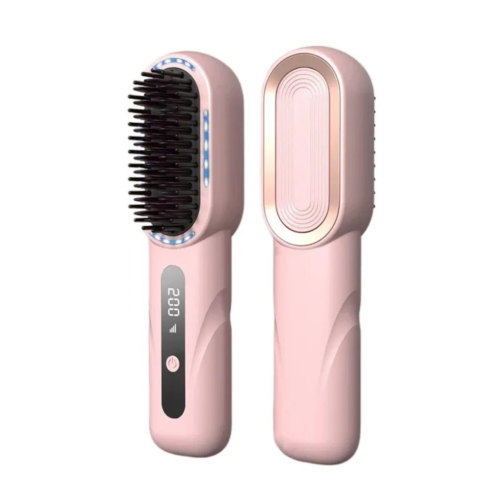 

New Wireless Hair Straightener 4 Temp Settings Shrink Design Straight Hair Comb Type-C Rechargeable Straightening Comb