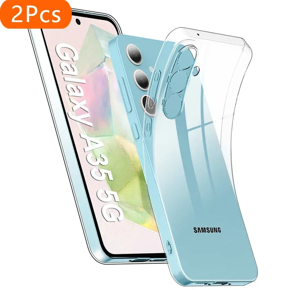 

2Pcs Ultra Thin Silicone Soft Clear Case For Samsung Galaxy A16 A55 A54 A15 A14 A34 A35 A24 A25 5G Transparent Cover Shockproof