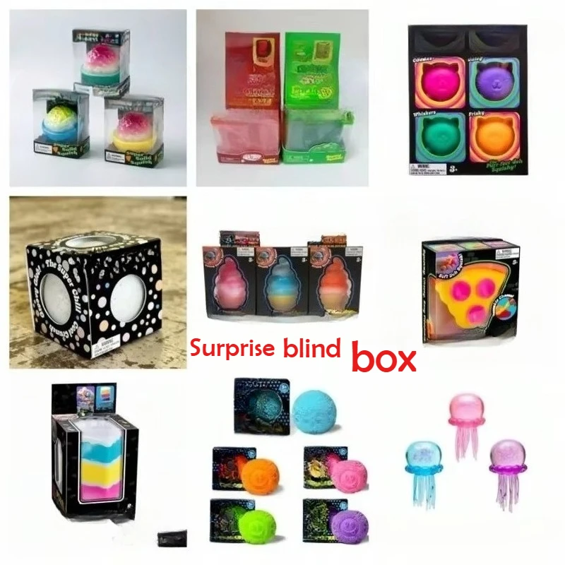 Random Mystery Blind Box Cute Squishy Squeeze Fidget Toy Sensory Play Toy Stress Relief Anxiety Calming Toy for Kids Adults