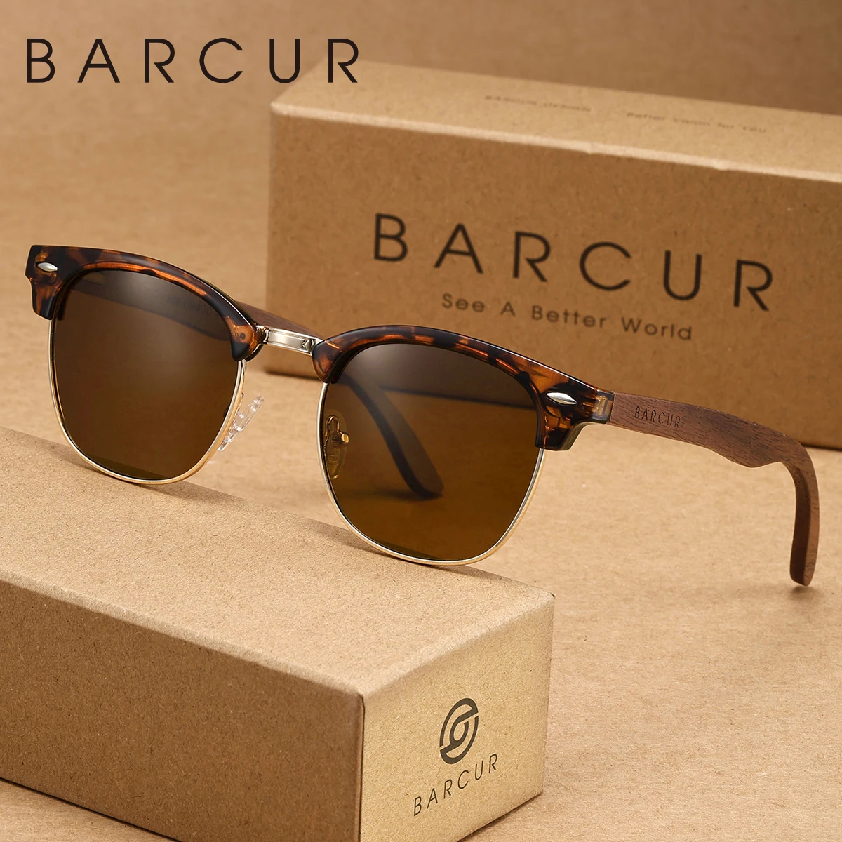 BARCUR Modische Halbrahmen-Sonnenbrille im Retro-Stil mit UV-Schutz, vielseitig einsetzbar für den täglichen Gebrauch, perfekt für Urlaubsgeschenke – Detail 5