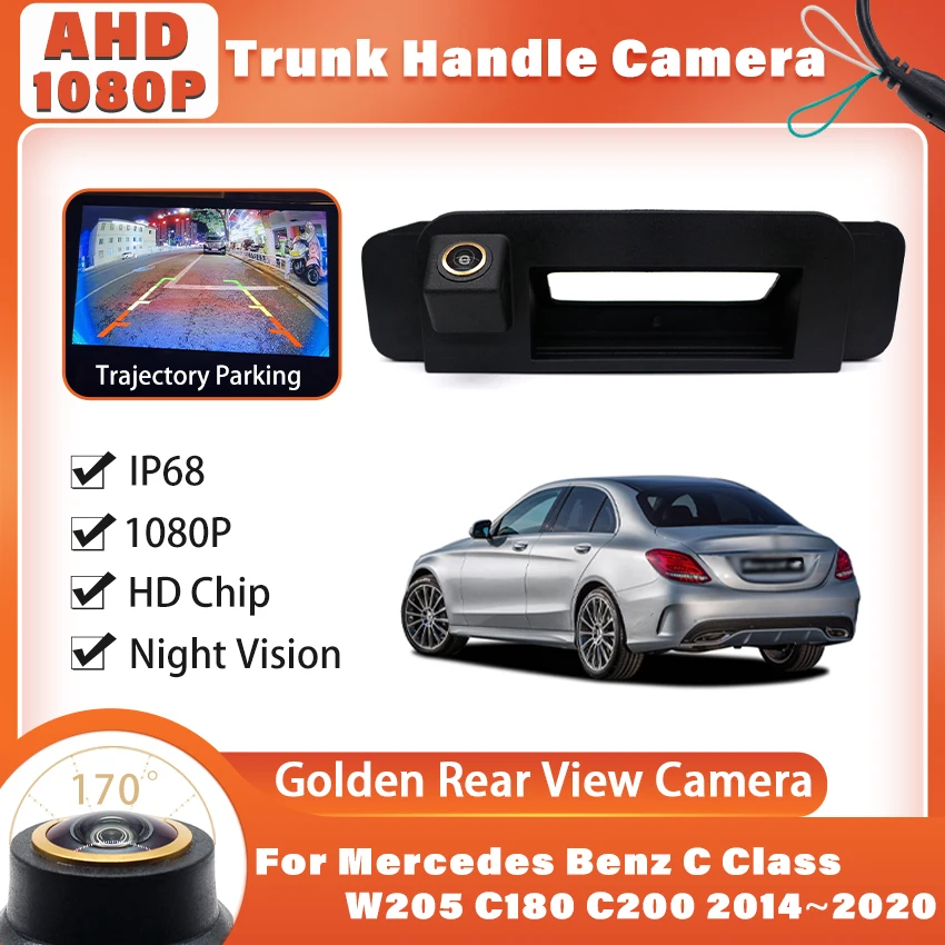 

CCD HD Автомобильная камера заднего вида с ручкой багажника для Mercedes Benz C Class W205 C180 C200 C280 C300 C350 C63 AMG CLA 2014 2015 ~ 2019 2020