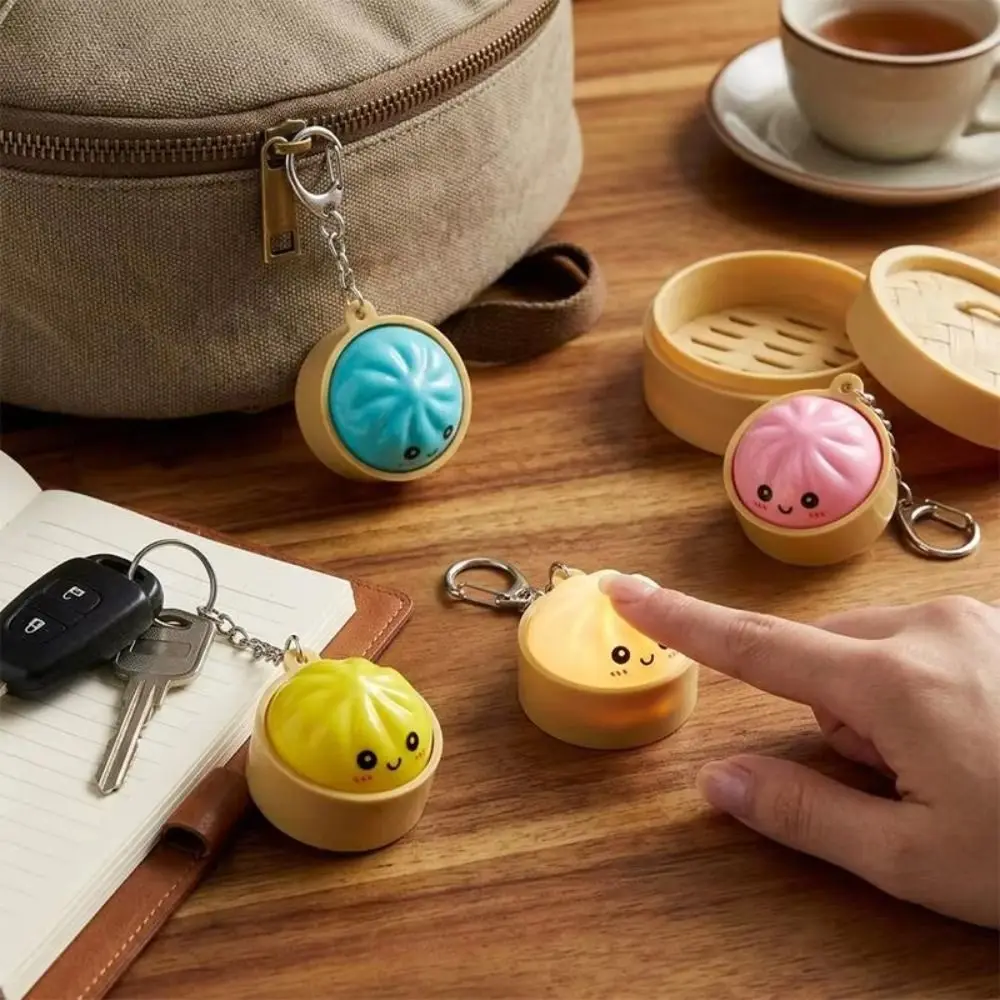 With Steamer Mini Dumplings Squishy Cute Pinch Pendant Light-Up Steamed Bun Keychain Squeezable Fidget Keyboard Fidget