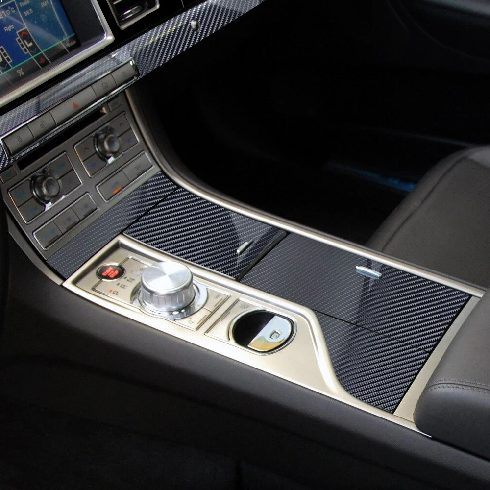 Carbon Fiber Interior car Sticker For Jaguar XF X250 2008-2015 Central Console Gear Shift Panel Door Handle Cover Trim