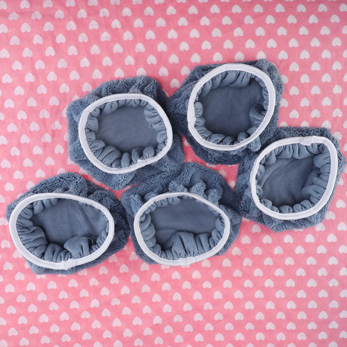 

5Pcs Car Polishing Waxing Coral Fleece Bonnets Pads Grey Easy Fit Removable Wax Applicator for Cars Trucks Sofas