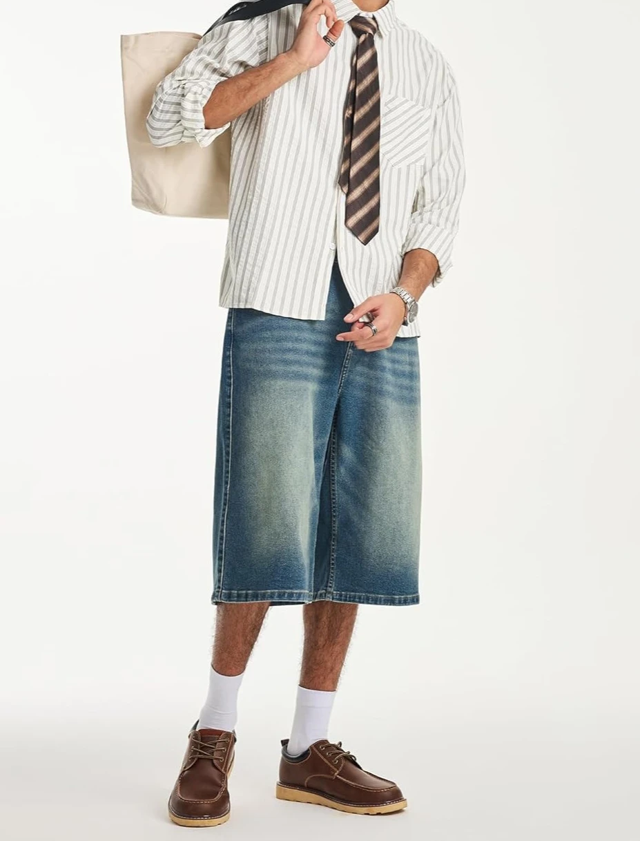 2026 Summer New Men's Jeans Shorts Personalized Straight American Versatile Five-point Pants