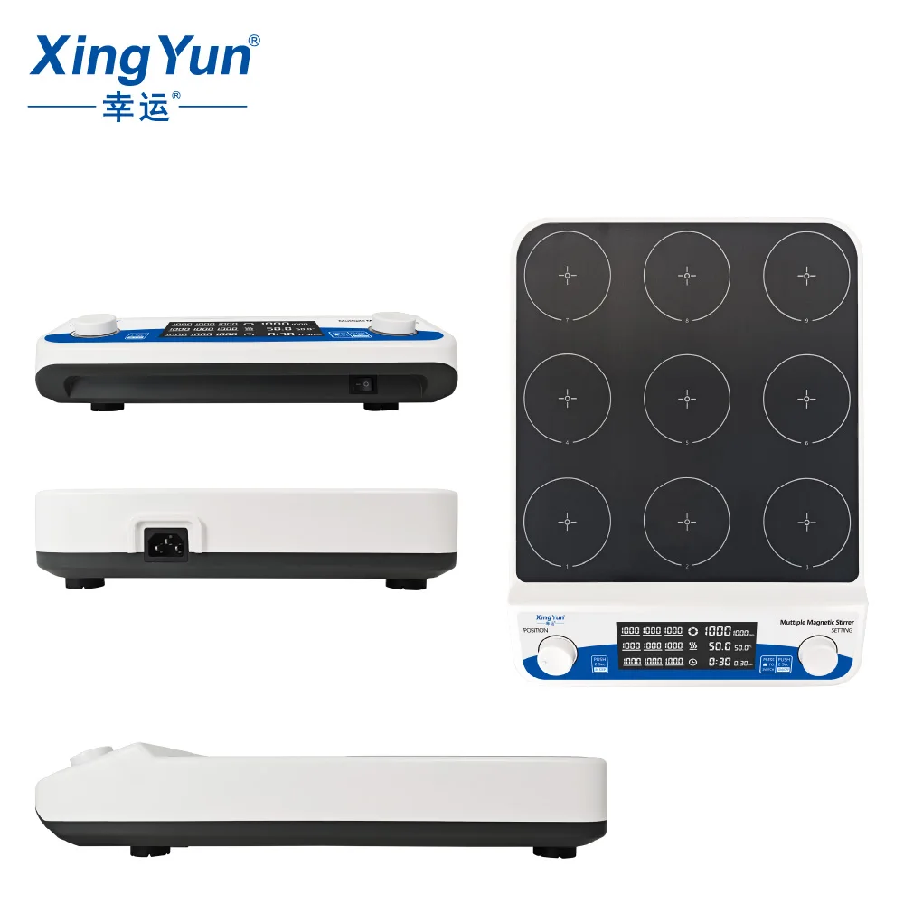 XINGYUN XYMMS9Pro with 500ml Maximum Mixing Volume LCD Display Lab Disk Equipment Multiple Magnetic Stirrer