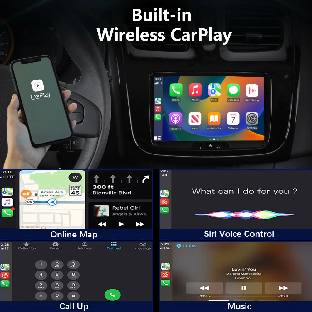 CHSTEK Radio samochodowe Multimedia Carplay dla Renault Captur Dacia Duster Sandero Logan Lodgy Bluetooth Android WIFI Stereo Wireless