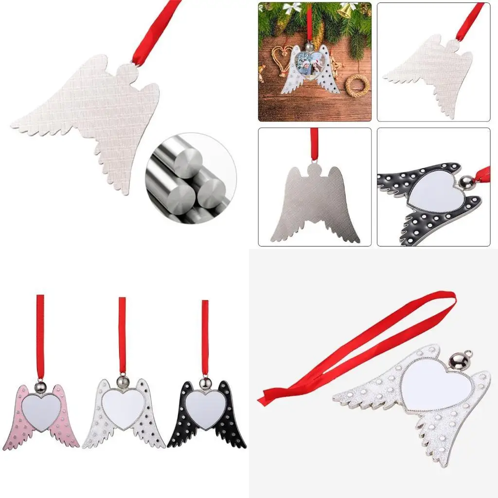 

J78F Xmas Decor Red Rope with Love Shaped Blank Pendant for Xmas Tree Commemorative