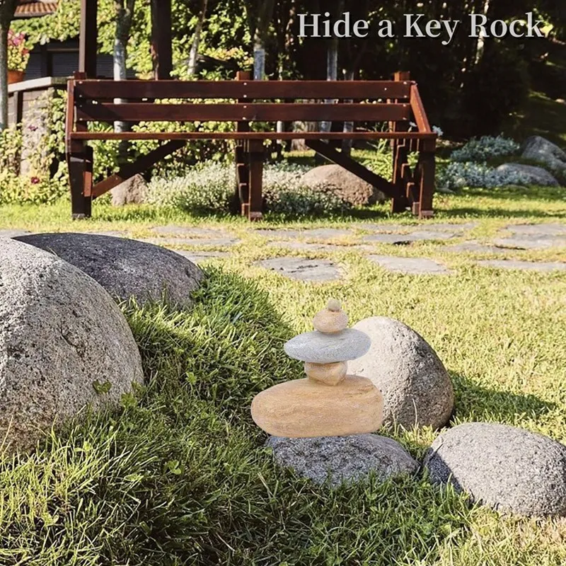 Rock Key Hider Outdoor Hide A Spare Key Outside Waterproof Fake Rock Key Hider Decoration Spare Key Hider Storage Box-AA68