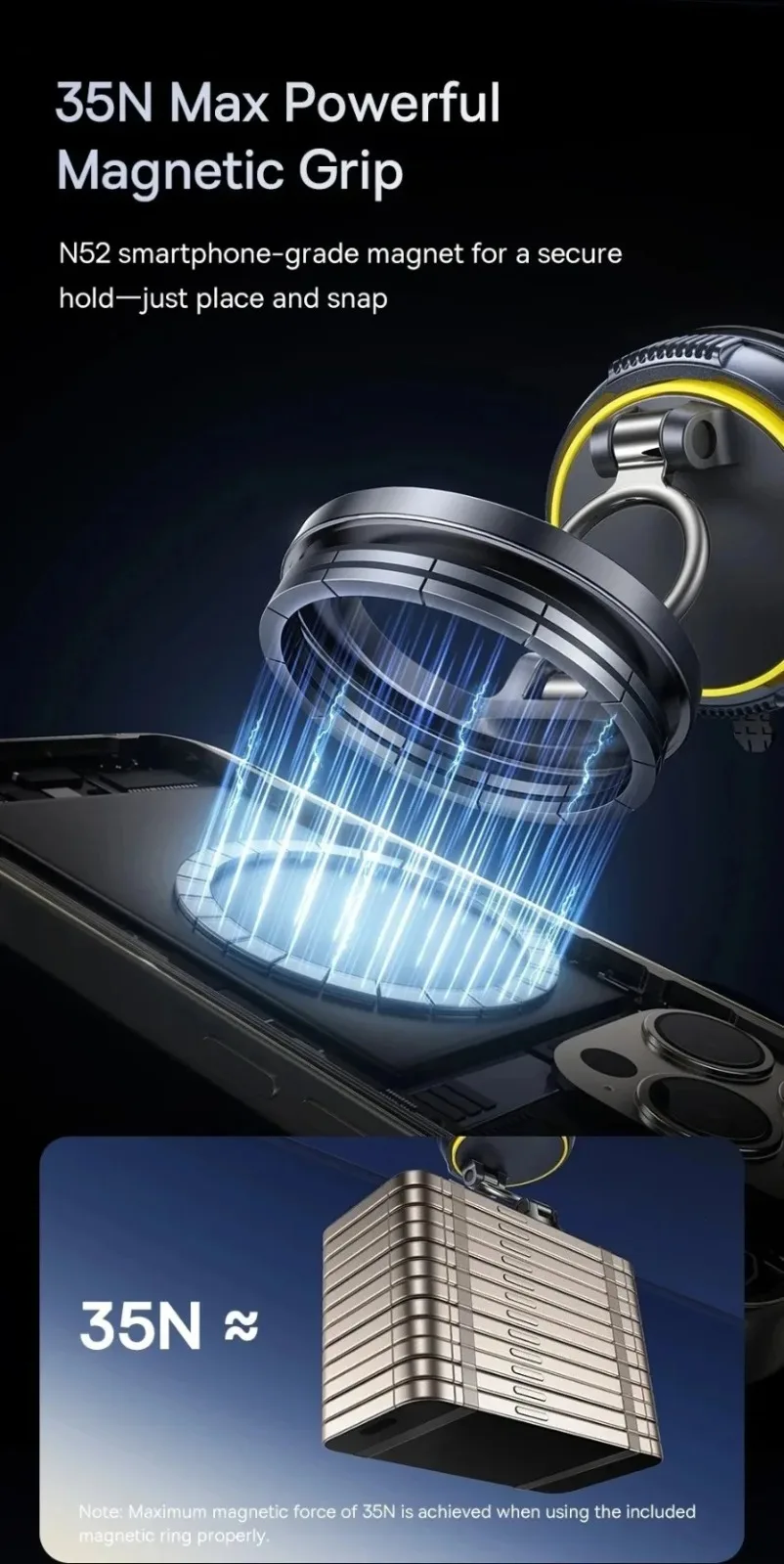 360 ° Rotation Magnetische Auto Telefon Halter Vakuum Saugnapf Stehen Мagnet Halterung Für iPhone 17 ~ 12 Gym/Fahren Vakuum telefon Halterung – Detail 9