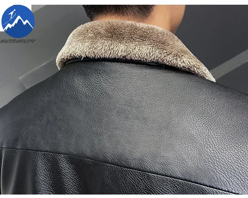 Chaqueta de piel sintética gruesa para hombre, abrigo cálido a prueba de viento, chaqueta de motocicleta de marca, negocios, Otoño e Invierno