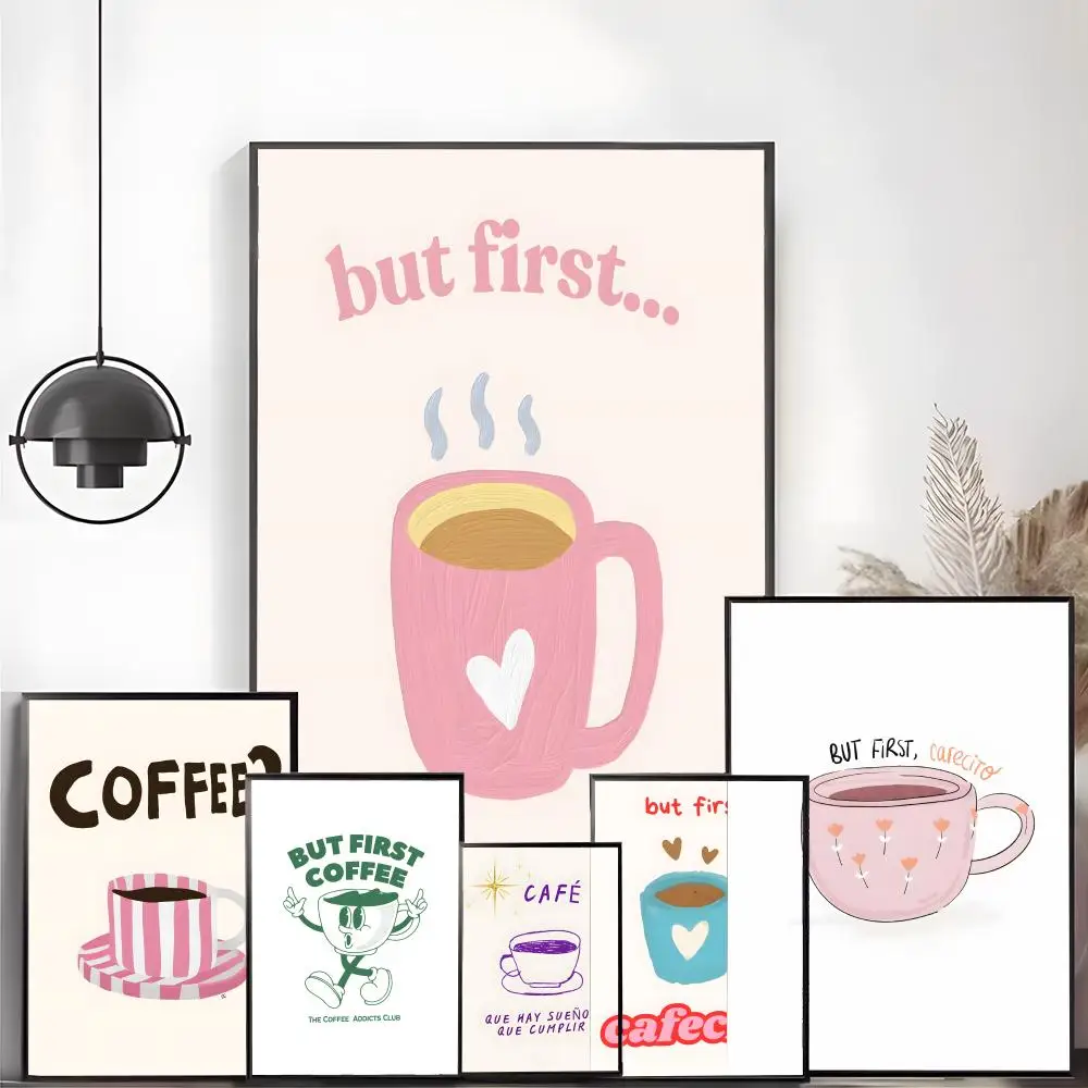 Póster de Cafecito en lienzo, arte de pared impreso, Mural decorativo, decoración del hogar, regalo sin marco, 1 ud.