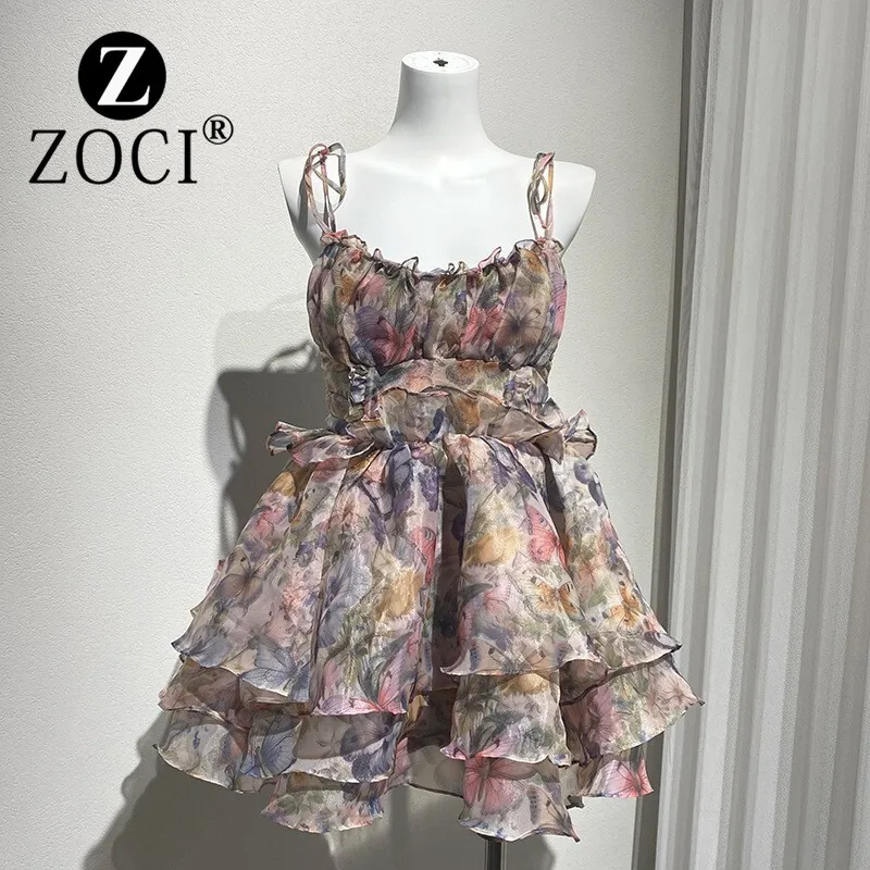 Zoci-Mini robe imprimée à base de plantes papillon pour femme, document mixte, automne, niche, été, nouveau