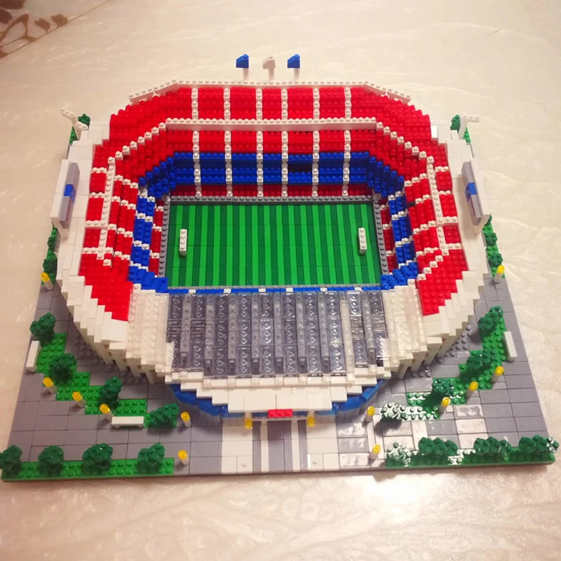 Sport Camp Nou Stadium Soccer Field Model World  Architecture Football Mini Diamond Blocks Bricks Building Toy No Box