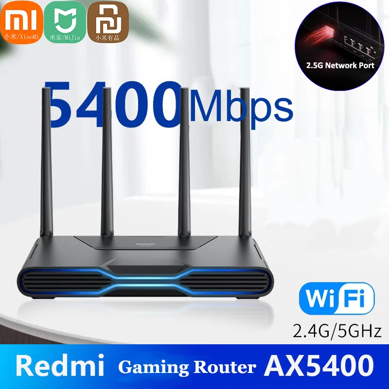 

Xiaomi Redmi Gaming Wifi Router AX5400 Mesh Wi-Fi 6 2.5Gbps RGB Lighting Effects Game Acceleration Dedicated Gaming Network Port