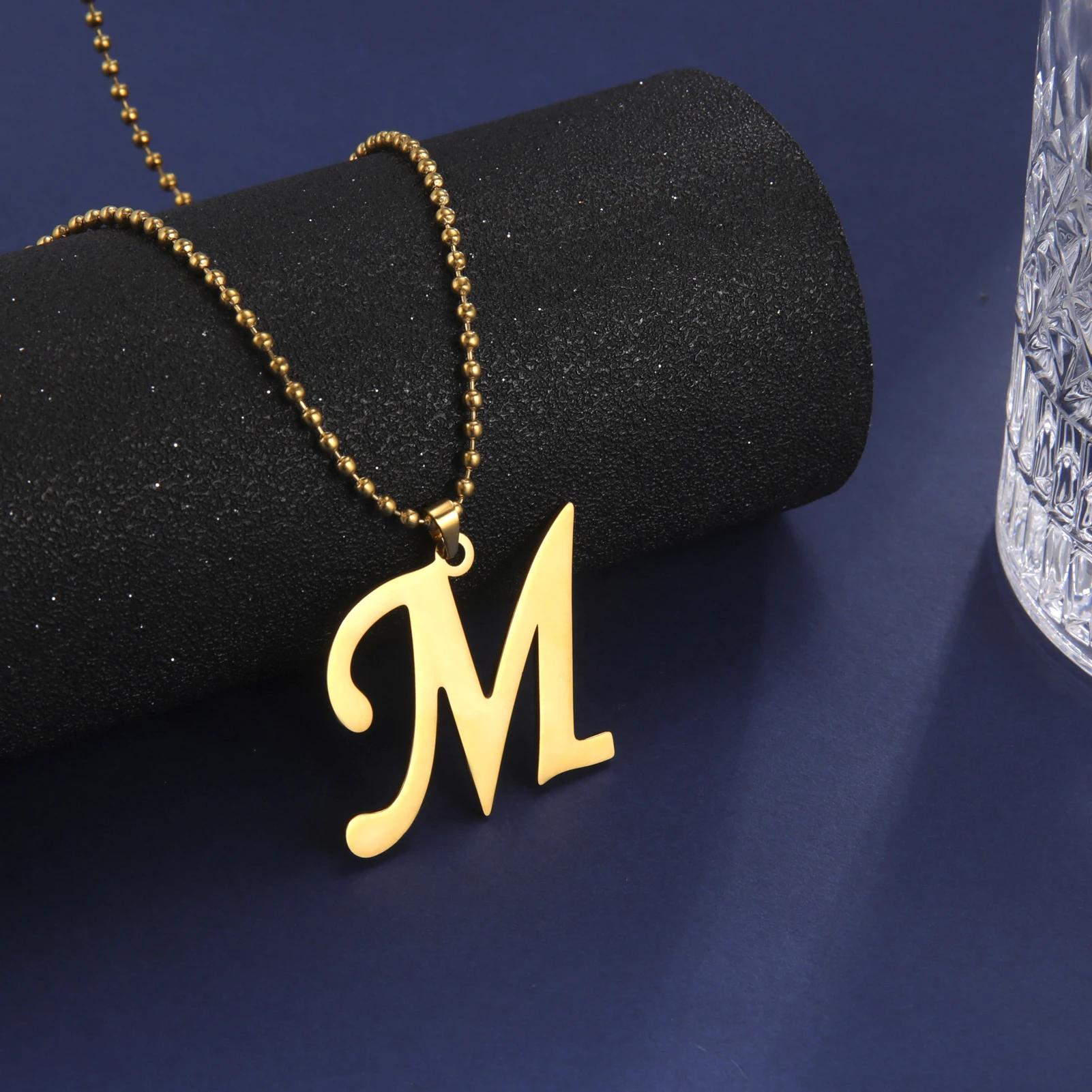 Amaxer Stainless Steel Necklace A To Z 26 Letters Initial Minimalist Necklaces For Women Big Alphabet Pendant Gifts Jewelry