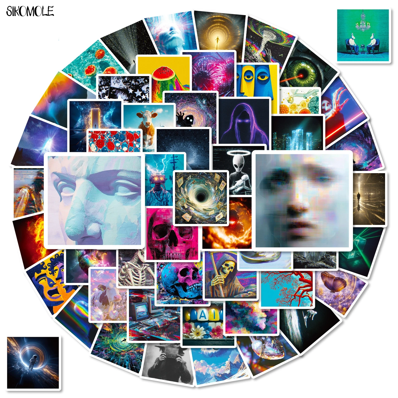 10/30/56PCS Visual Art Dazzling Colors Stickers Aesthetic DIY Scrapbook Laptop Stationary Suitcase Decals Graffiti Sticker Toy