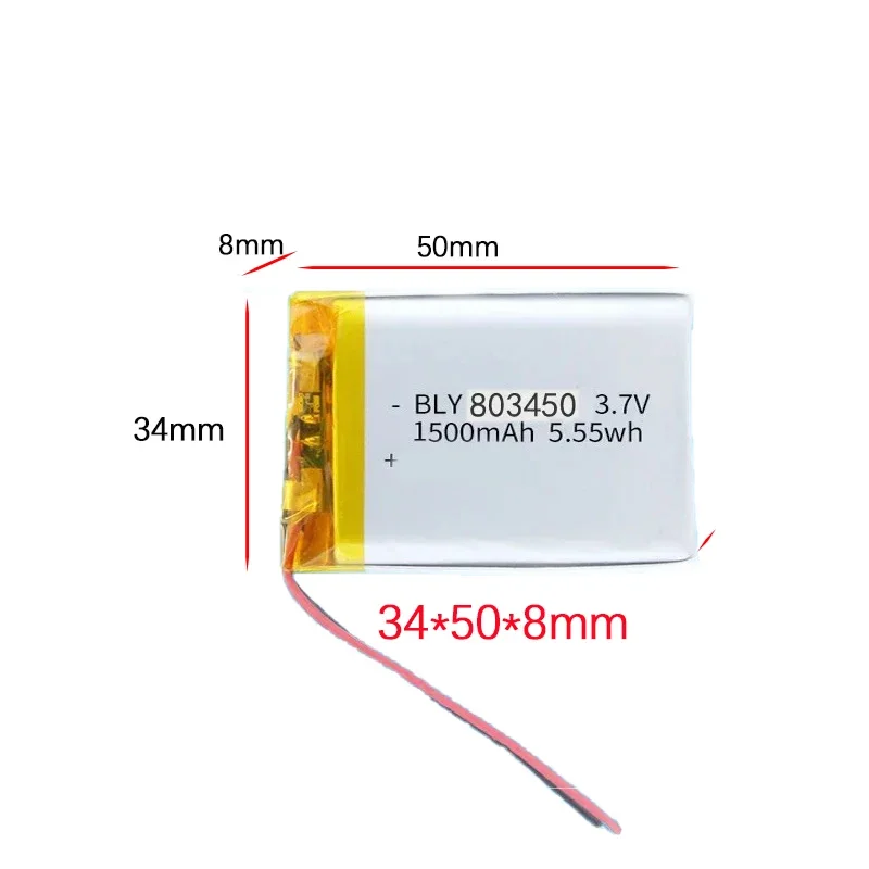 803450 3.7V 1500mAh New Date Large Capacity Polymer Lithium Rechargeable Battery for Camera GPS Navigator MP3 Bluetooth Earphone