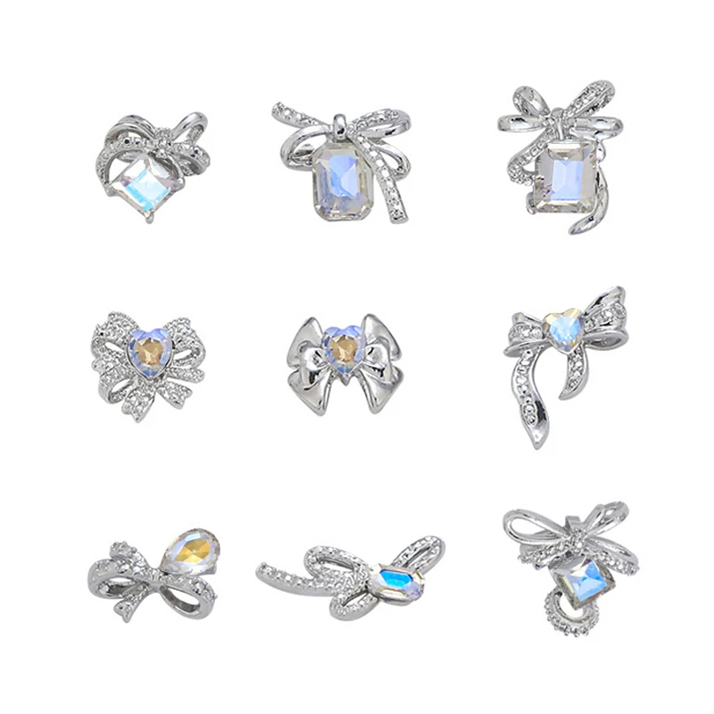 3 pezzi fai da te decorazione nail art fiocco-nodo nail art fascino strass trapano per unghie per parti di design manicure che indossano accessori per armature