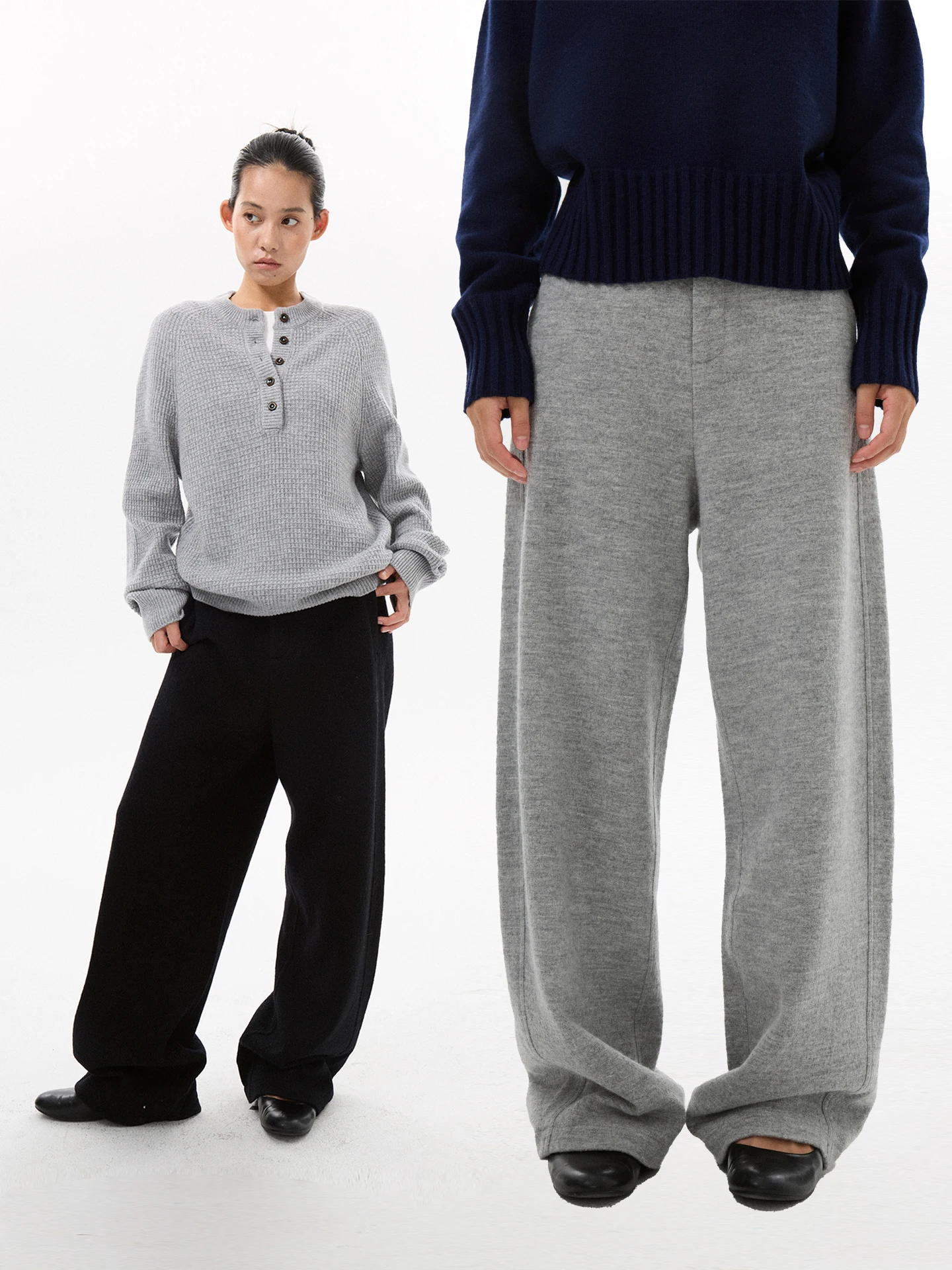 

Fluffolk Full Wool Knitted Thi Casual Pants Textured Feel Leisure Knit Long Trousers Ladies Casual Pants Warmth Heating Fun...