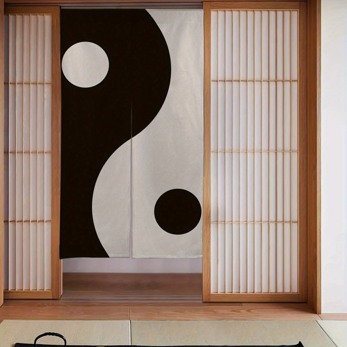Japanese Yin Yang Door Curtain Room Divider Home Decor Privacy Screen Oriental Style Japanese Feng Shui Curtain Fabric