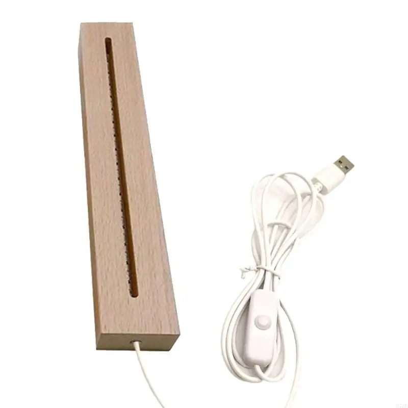 M76B Resina Art Rectangle lCrystal madera madera luces PEDESTAL