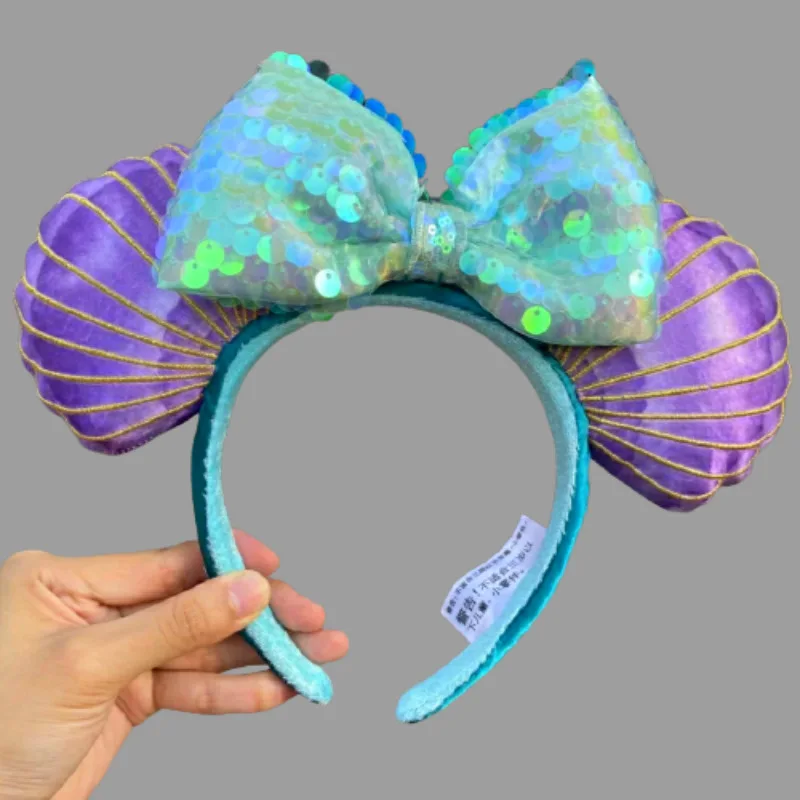 Disney Mermaid Headband Princess Headband Cute Hair Accessories Minnie Cartoon Girls Amusement Park Photo Headband Mickey