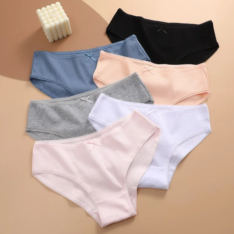 Women Cotton Panties 3PCS/Set Lace Splicing Briefs Sexy Low Rise Female Soft Underwear Elastic Basic Intimates Lingerie S-XL