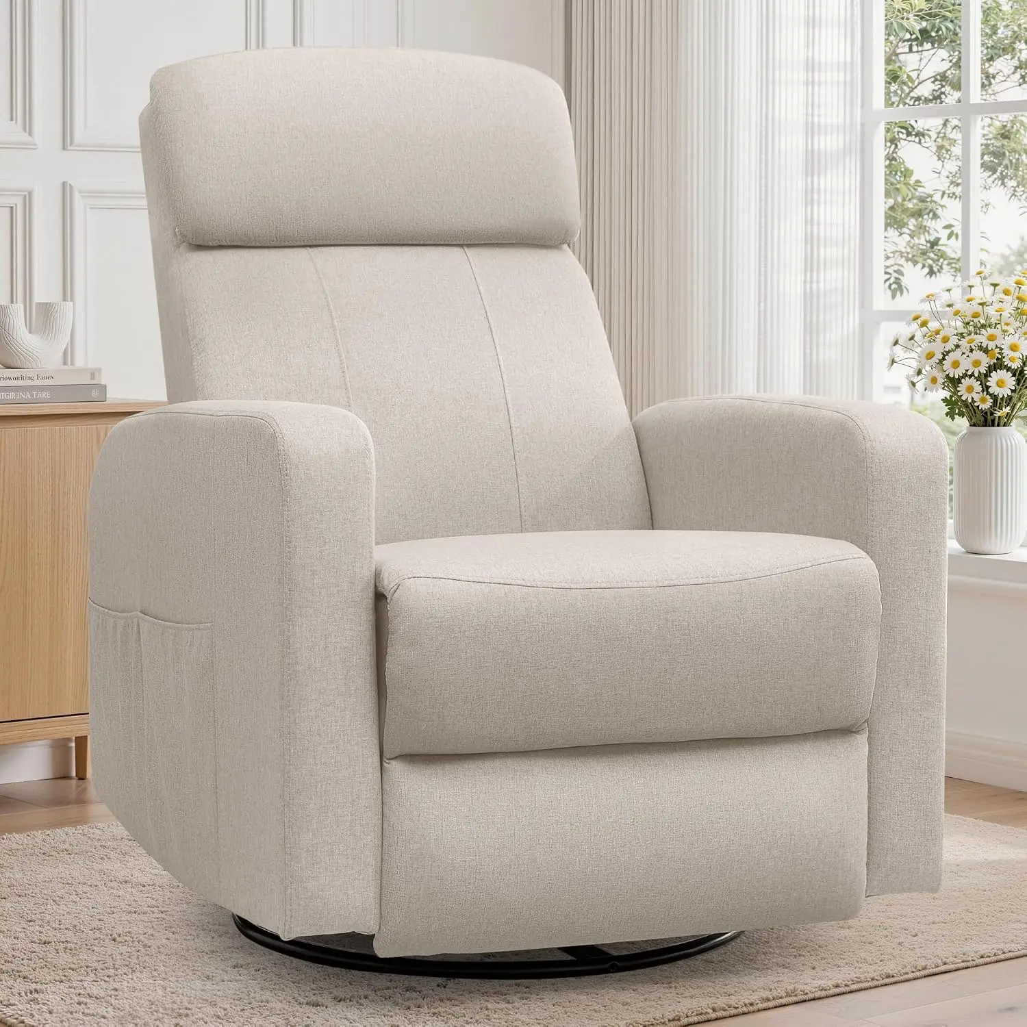 Power Recliner Chair for Adults, Swivel Rocker Recliner with USB Ports, Nursery Rocking Chairs with Side Pockets,, Custom