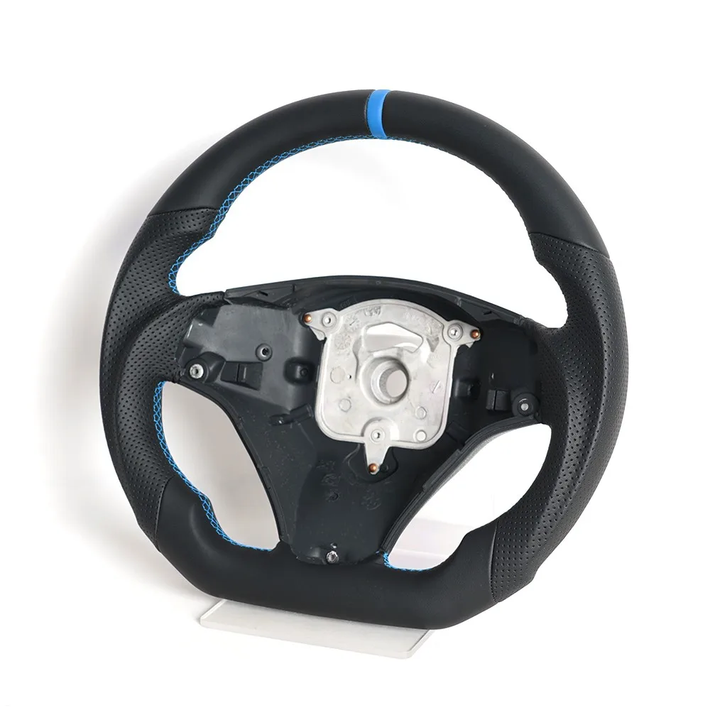 

Full Leather D-Type Steering Wheel For BMW E90 E92 E93 328i 335i 2005-2012 Blue Center Line No Paddle Holes Car Accessories