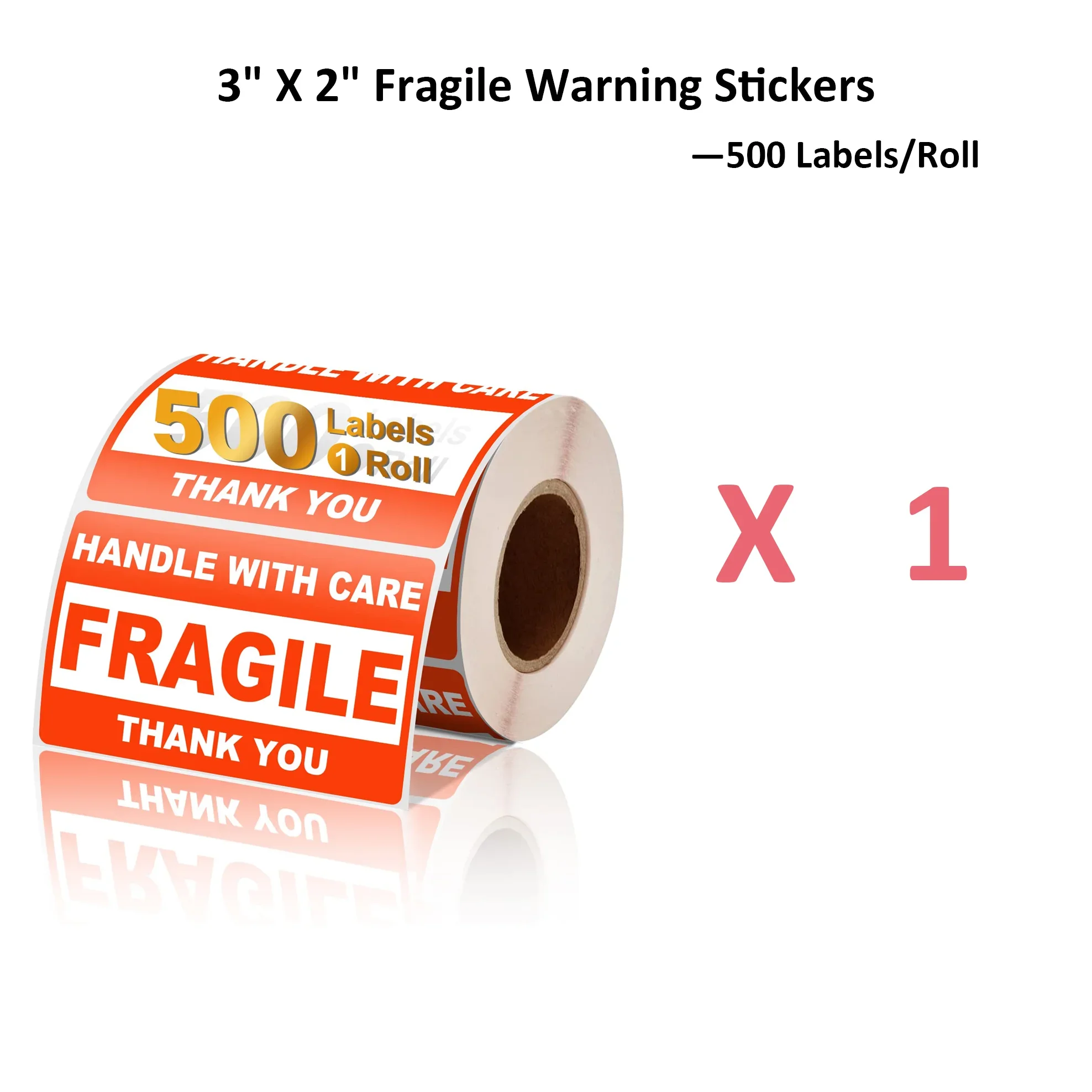 

500PCS/Roll 3" X 2" Warning Fragile Tape Fragile Handle With Care Warning Stickers For Shipping Packing Glass Products Porcelain