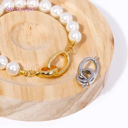18K Gold Plated Brass Oval Connector Fastener Clasps Pearl Clasp Connector,For DIY Bracelet Jewelry Making Accessories
