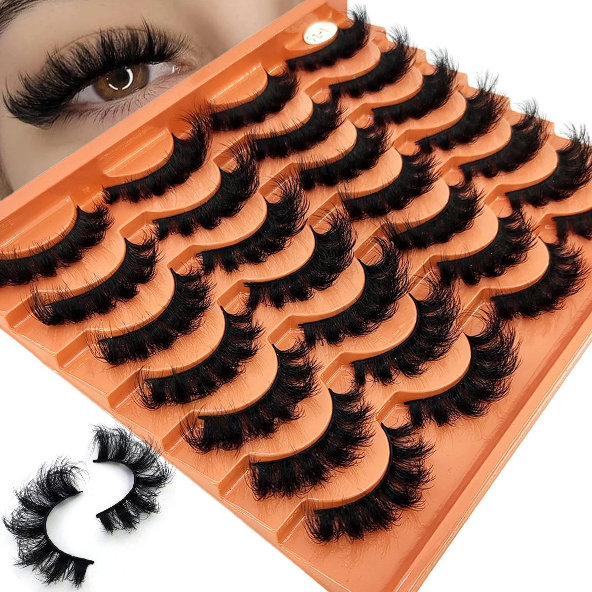 Nouveau 14 paires de cils de vison artificiels 3D faux cils dramatiques cils moelleux faits à la main cils longs naturels