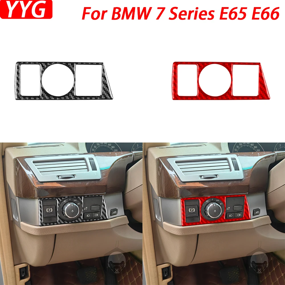 

For BMW 7 Series E65 E66 2002-2008 Carbon Fiber Headlight Switch Control Panel Decorative Cover Car Interior Accessories Sticker