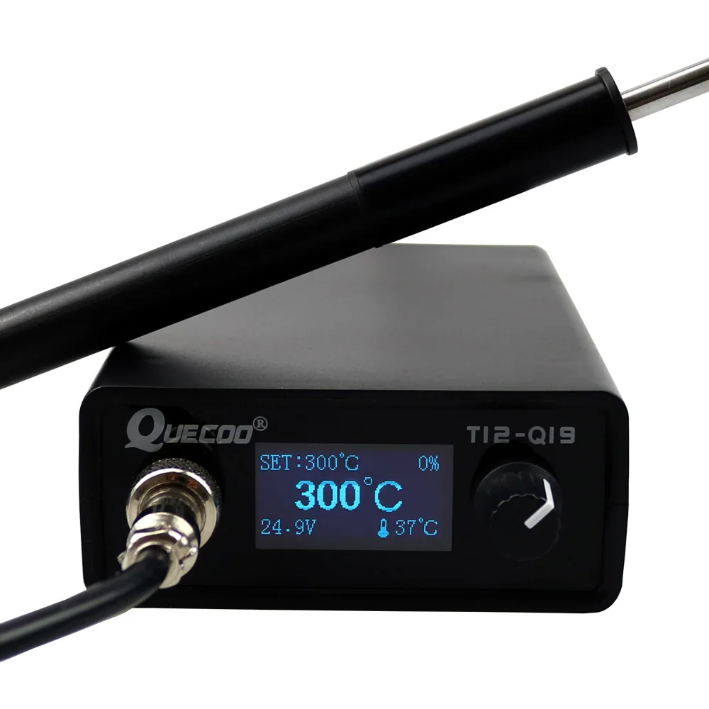 OLED T12-Q19 Soldering Station Electronic compatible AC/DC power with T12-P9 plastic handle and T12 iron  tips