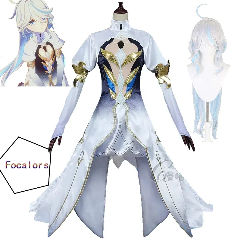 Focalors Jogo Yuanshen Impact Cosplay Peruca Natal Halloween role-playing Suitsa;k6;8',