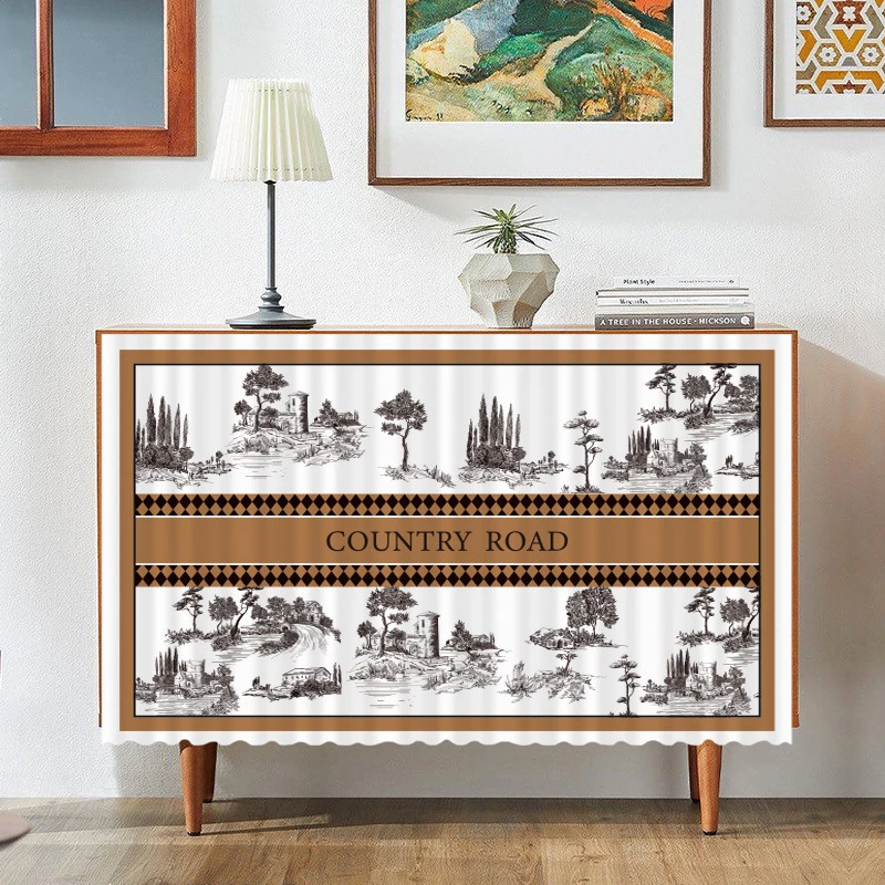 VIKAMA Country Road Vintage Cabinet Curtain, 6 Designs, Cupboard Decor for Kitchen Living Room