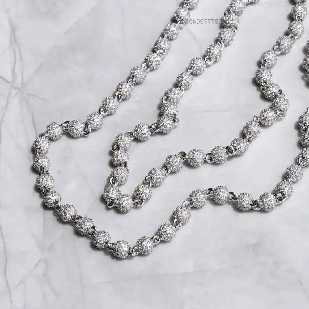 

Ожерелье в стиле хип-хоп на заказ Iced Out Shining 4 мм с бриллиантами S925, серебряные шарики, бусины, цепочка с муассанитом